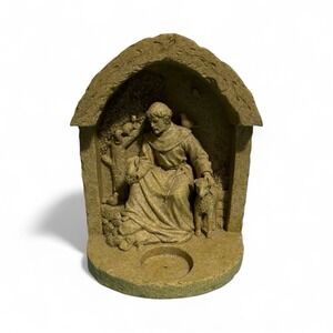 PartyLite St Francis Garden Watch Animal Grotto Candle Holder, 9″